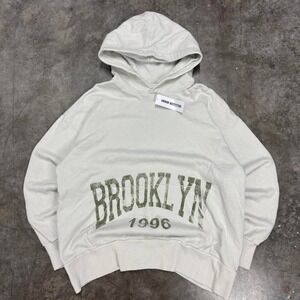 Y2K Urban Outfitters Off White Brooklyn Spell Out Hoodie Fits L NEW